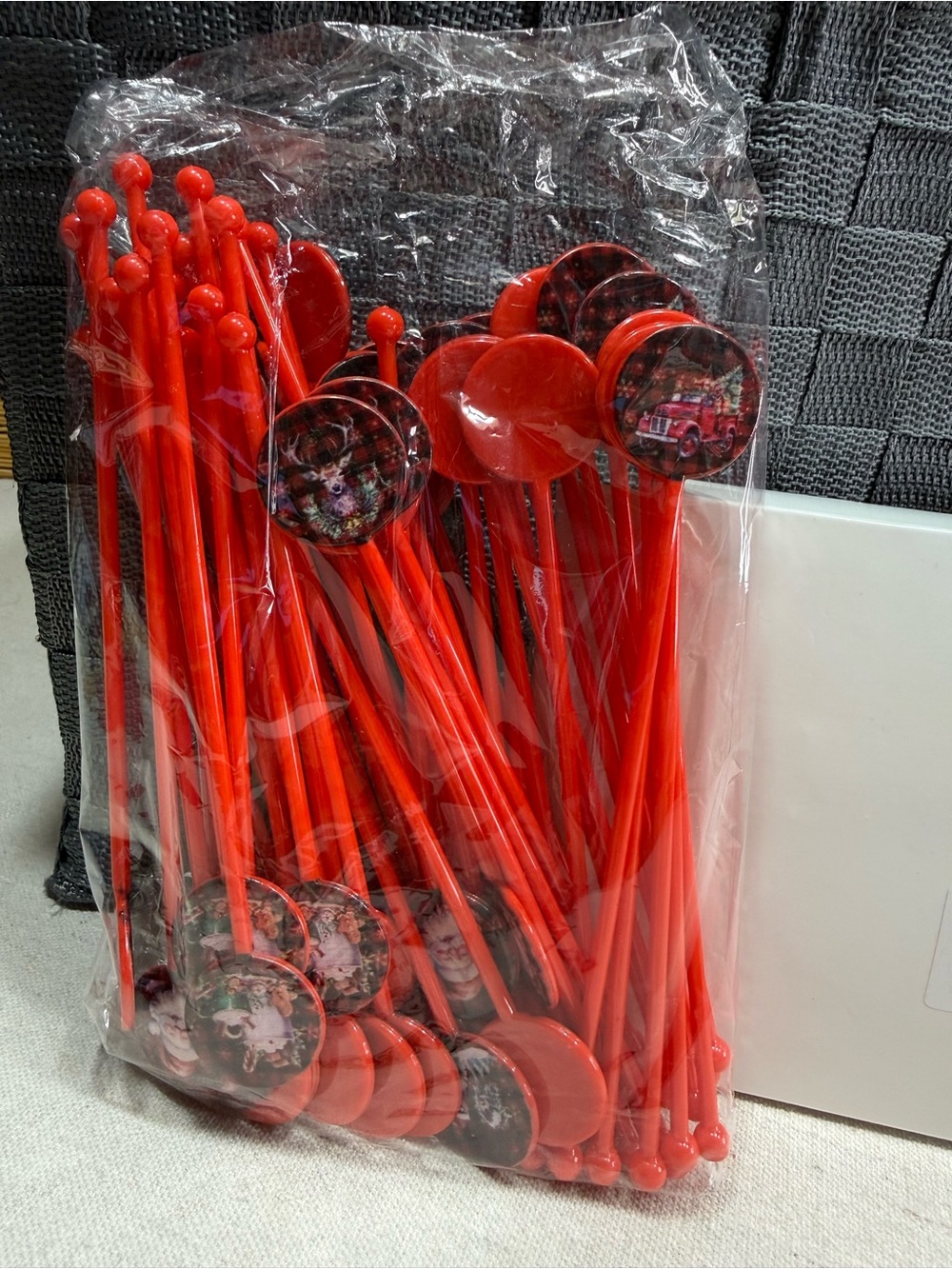 Christmas Drink Stirrer Picks / Swizzles - 50 pc set - NWT - Buffalo Plaid